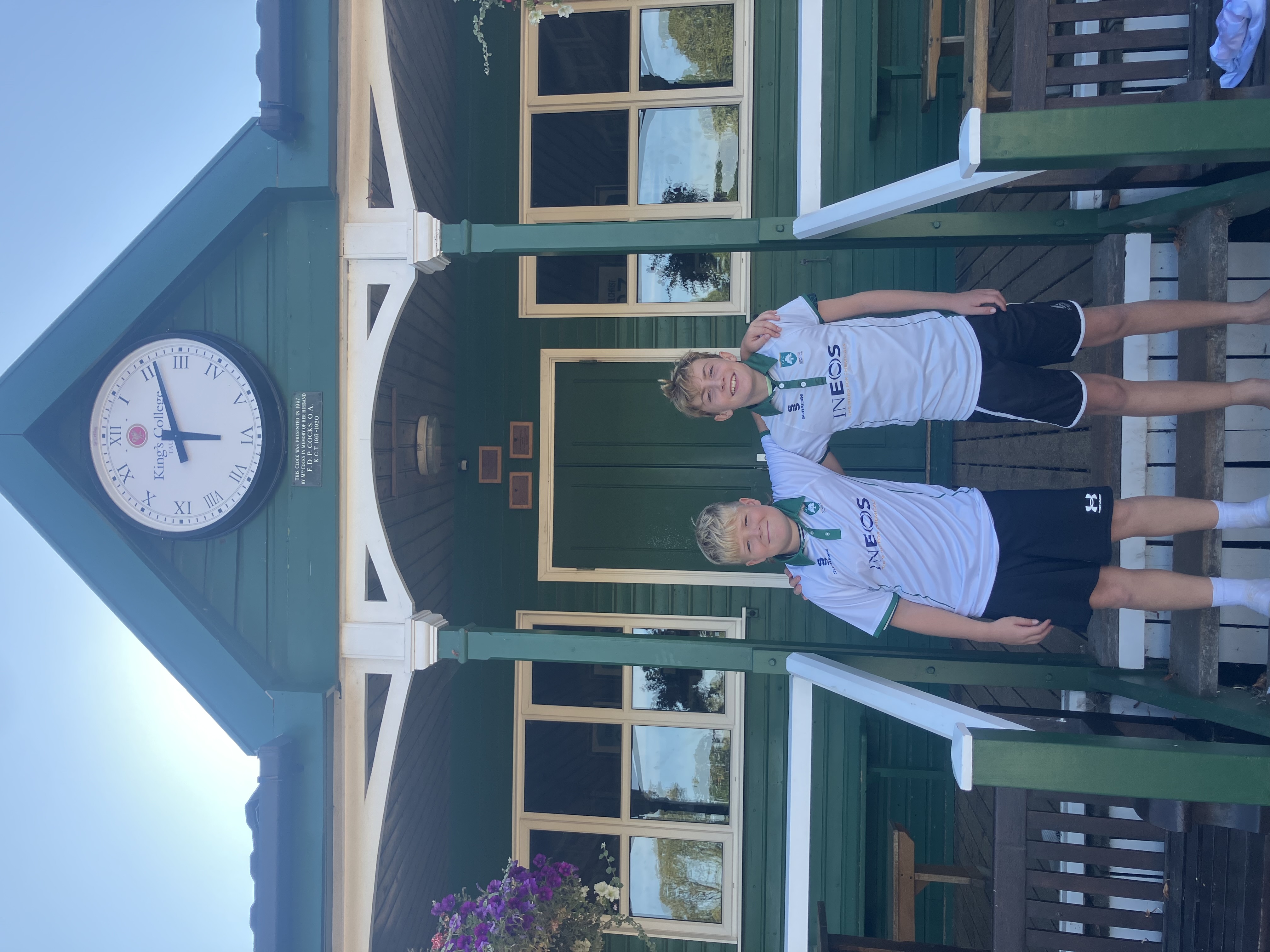 Gingins boys in front of the cricket pavillion at King's College Taunton