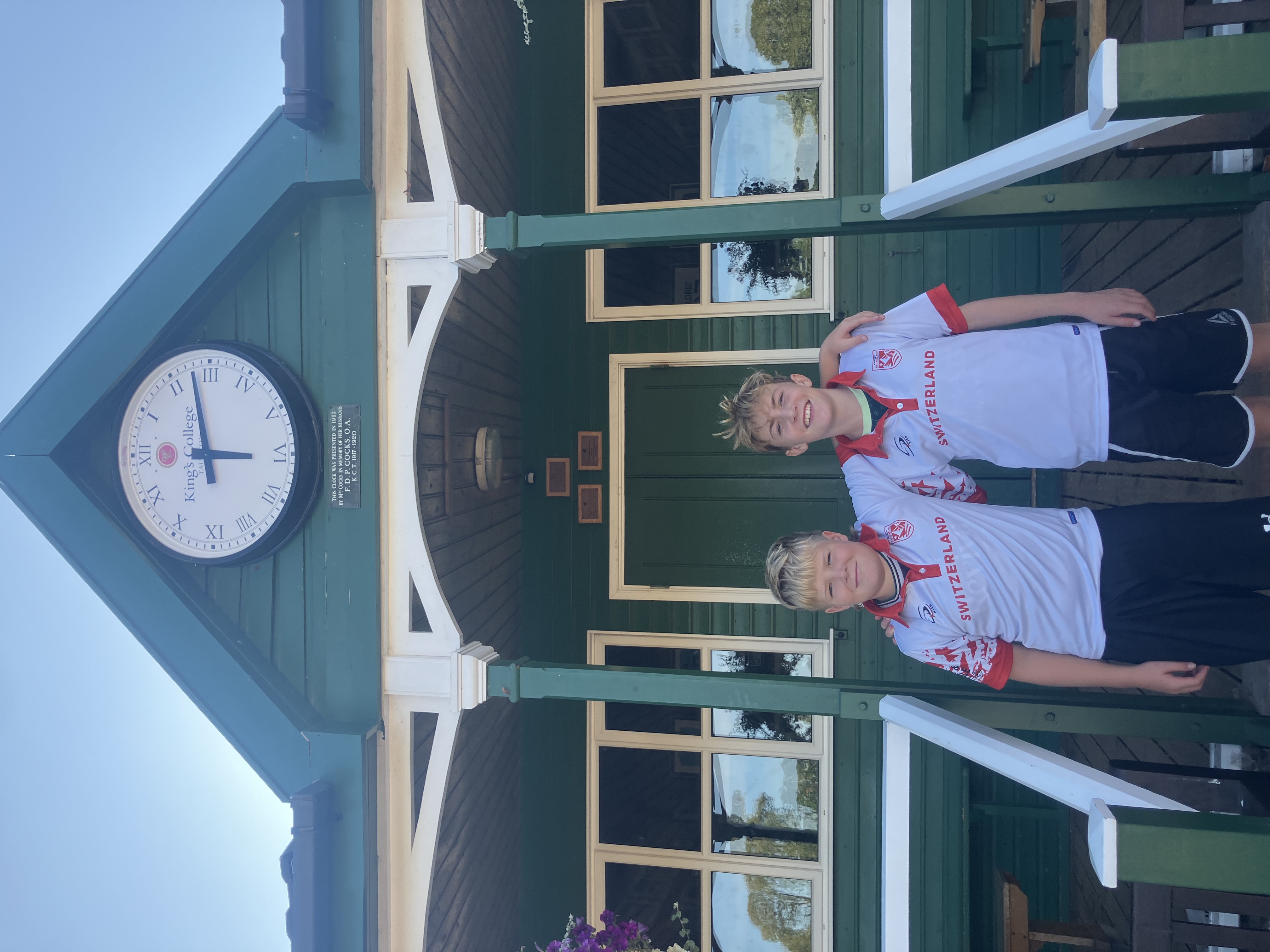 The boys proudly wearing their Swiss colours